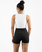 The Square Neck Tank - White - Core Reform - Center Chest - Printed - Black