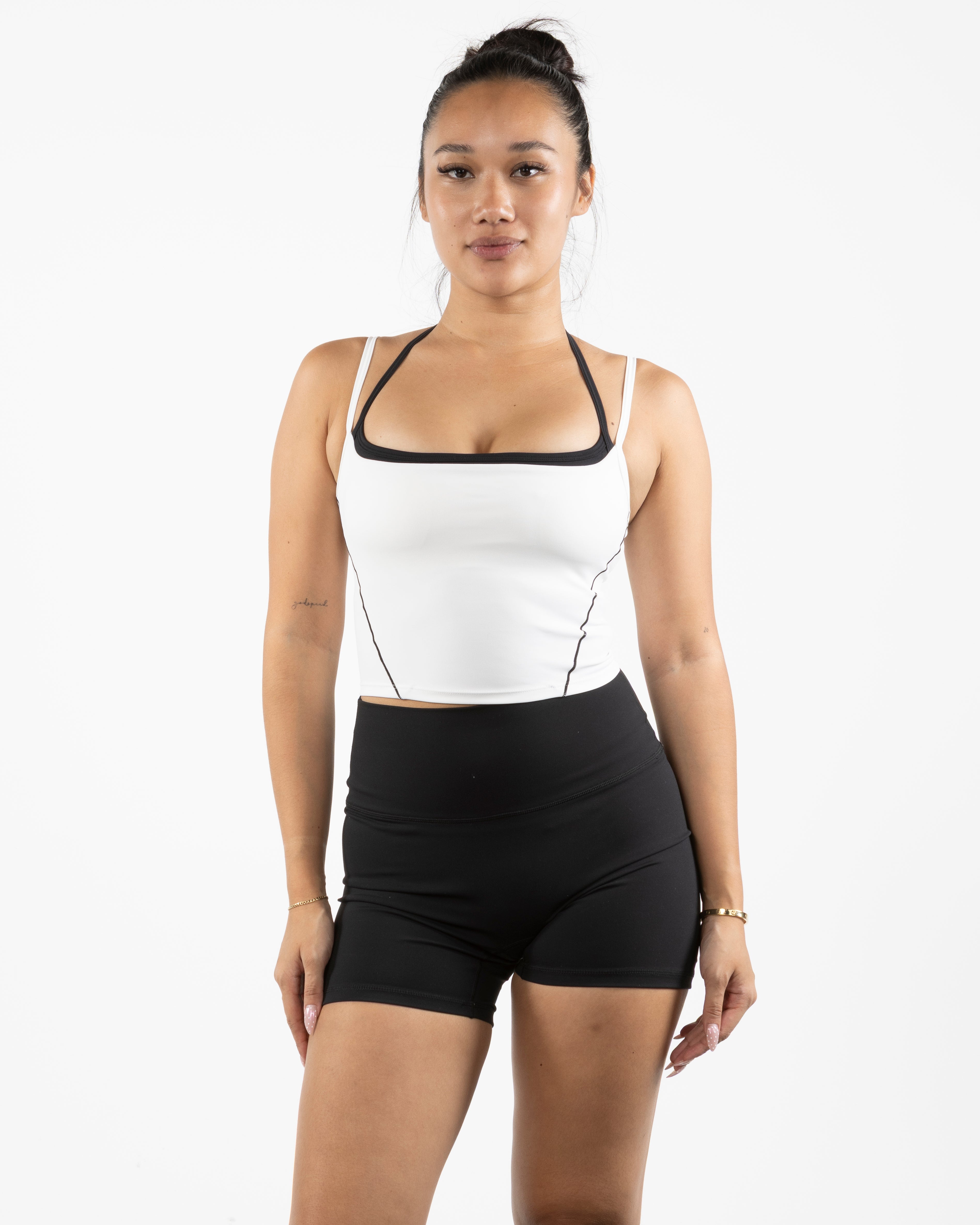 The Piped Tank - White - Onyx Fit - Center Chest & Center Back - Printed - Black