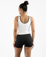 The Piped 3/4 Crop Tank - White - TML - Center Chest "METHOD" - Printed - Black