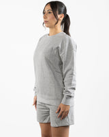 The Side Zip Crewneck - Heather - Fine Core Pilates - Left Chest Stacked - Printed - Black