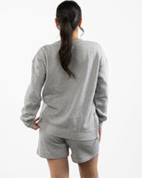 The Side Zip Crewneck - Heather - Fine Core Pilates - Left Chest Stacked - Printed - Black