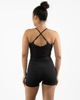 The Sporty Strappy Tank - Black - Studio Lagree - Center Chest & Center Back - Printed - White