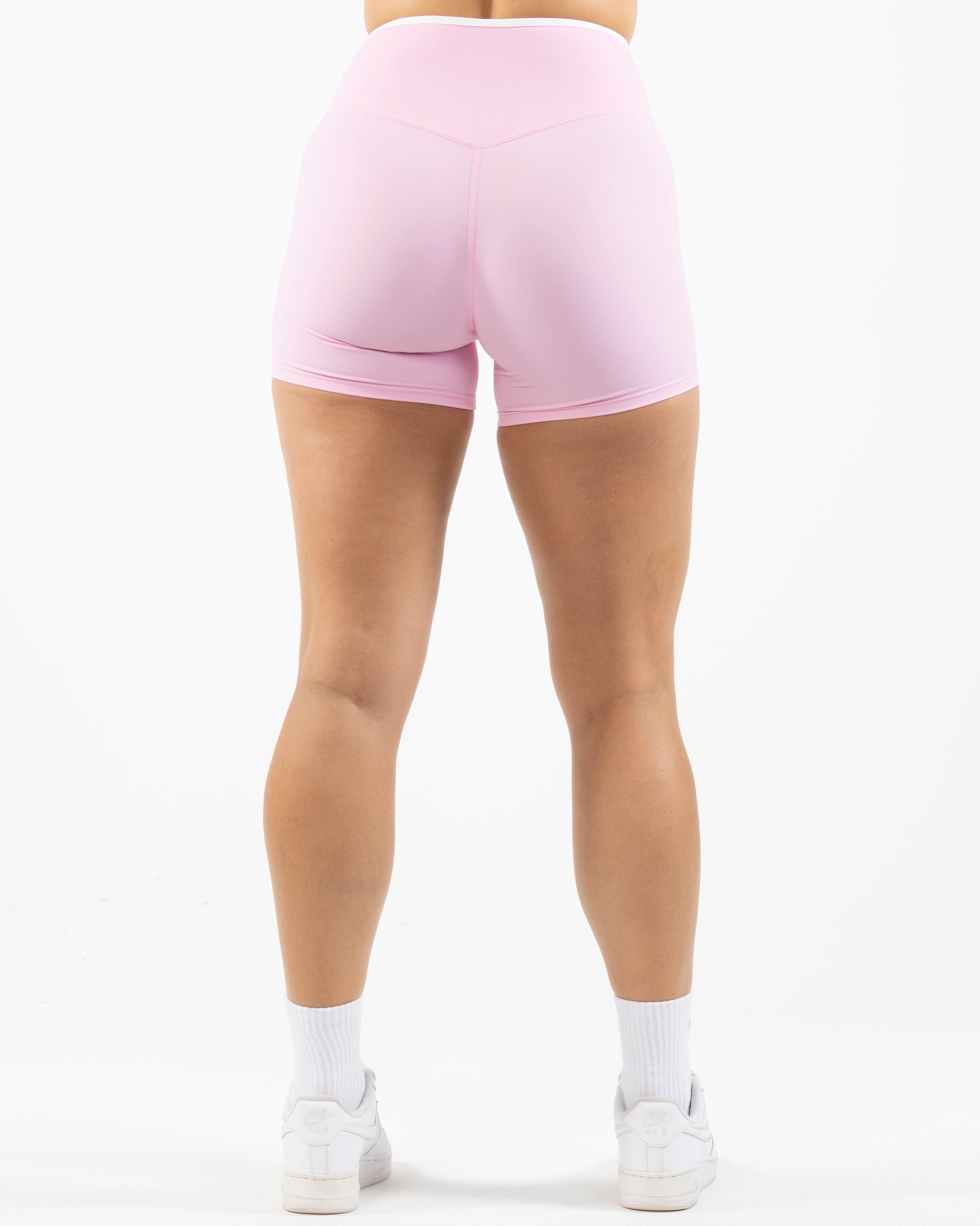 The Piped Crossover Short - Pink - MAT - Back Waistline - Printed - White