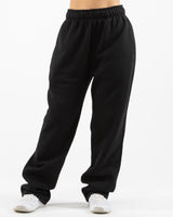 The Straight Leg Sweatpant - Black - Elevate Pilates - Left Leg - Printed - Puff - Black