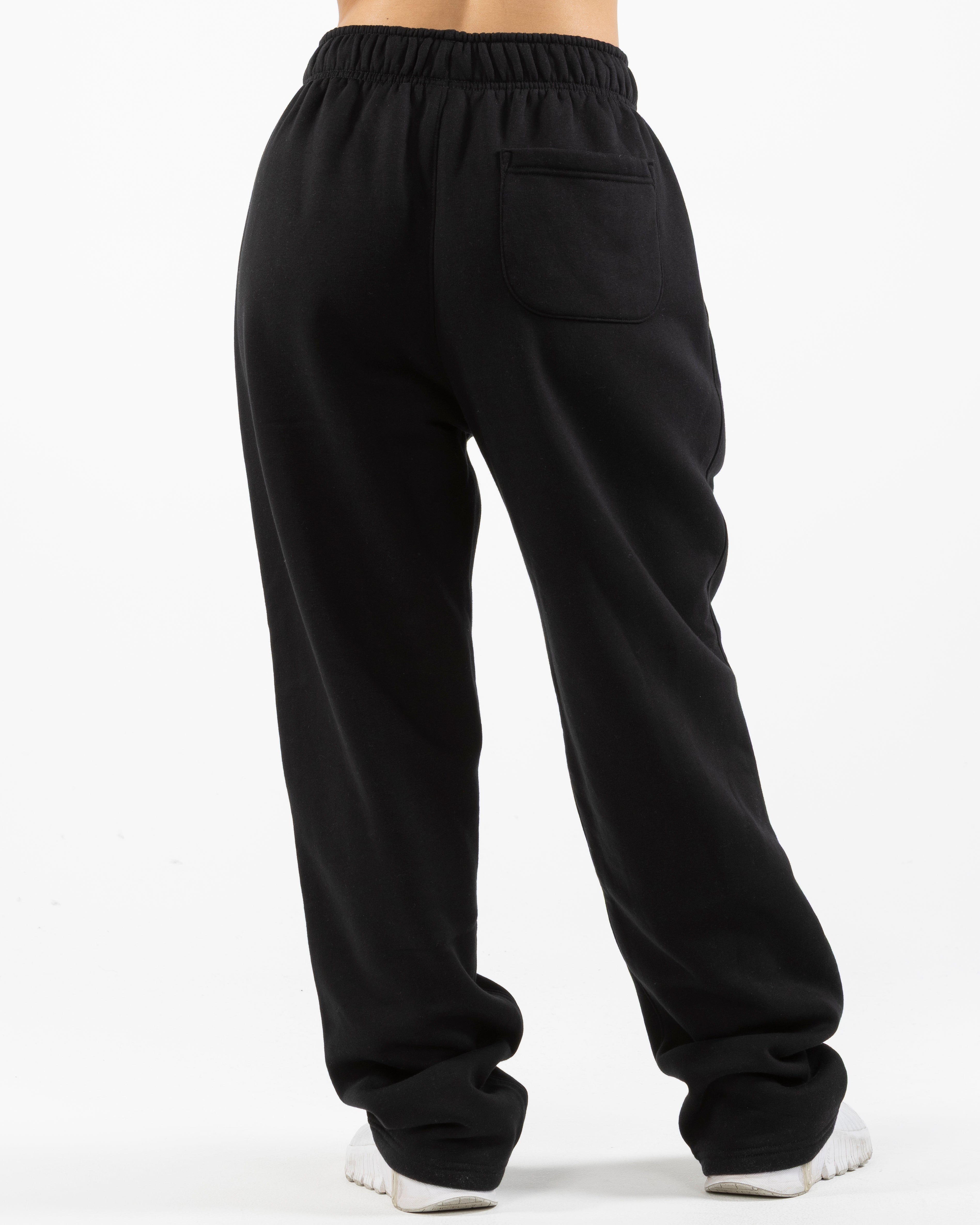 The Straight Leg Sweatpant - Black - Elevate Pilates - Left Leg - Printed - Puff - Black