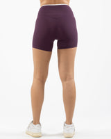 The Piped Crossover Short - Purple - Barre Life - Back Waistline - Printed - White