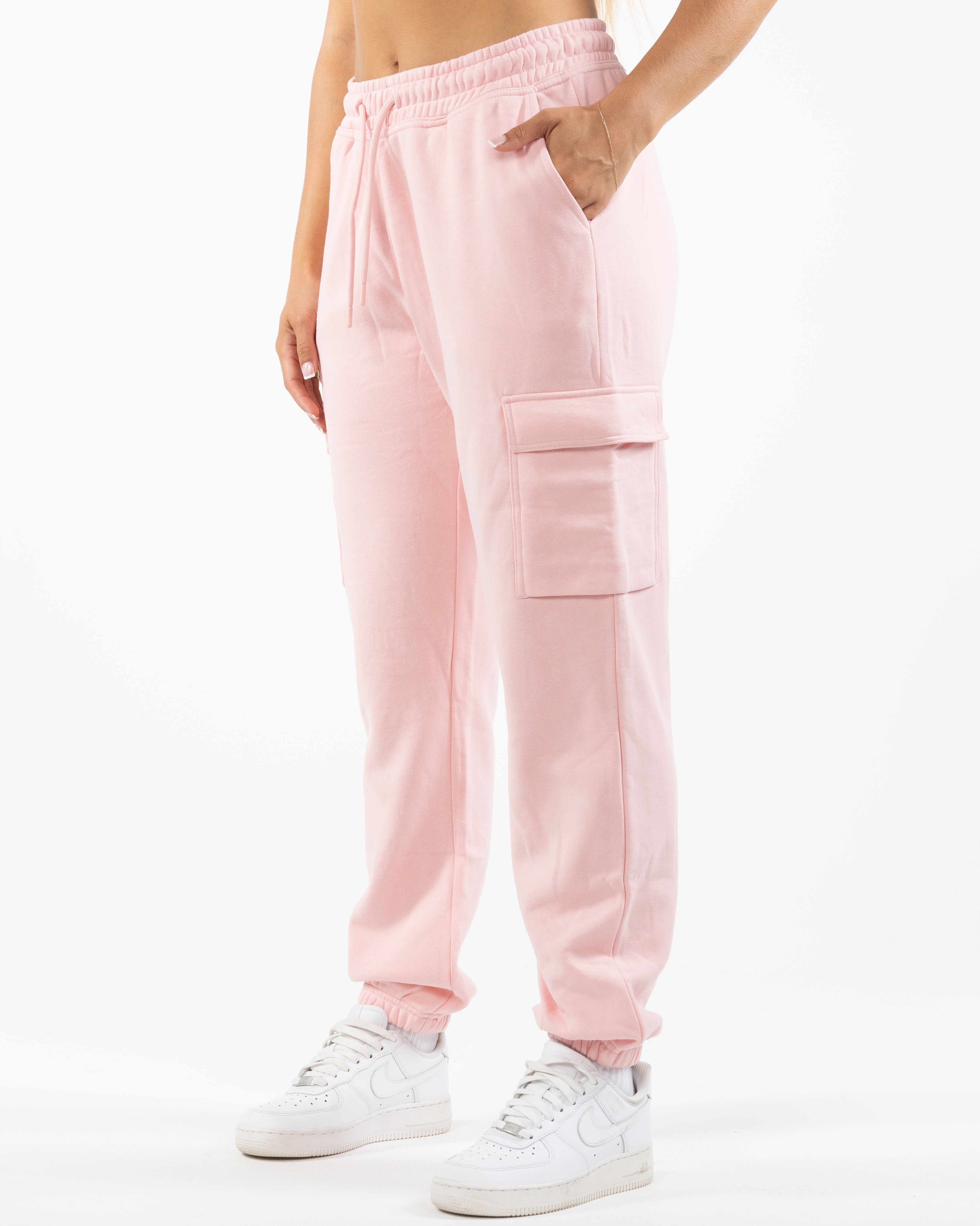 The Cargo Jogger - Light Pink - Core Crown Point - Left Leg Round - Printed - White
