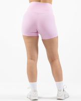 The Womens Sporty Pocket Short - Pink - Gladden Gains - Front Bottom Left & Back Waistline - Printed - White