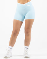 The Piped Crossover Short - Light Blue - Golden Hour - Back Waistline - Printed - White