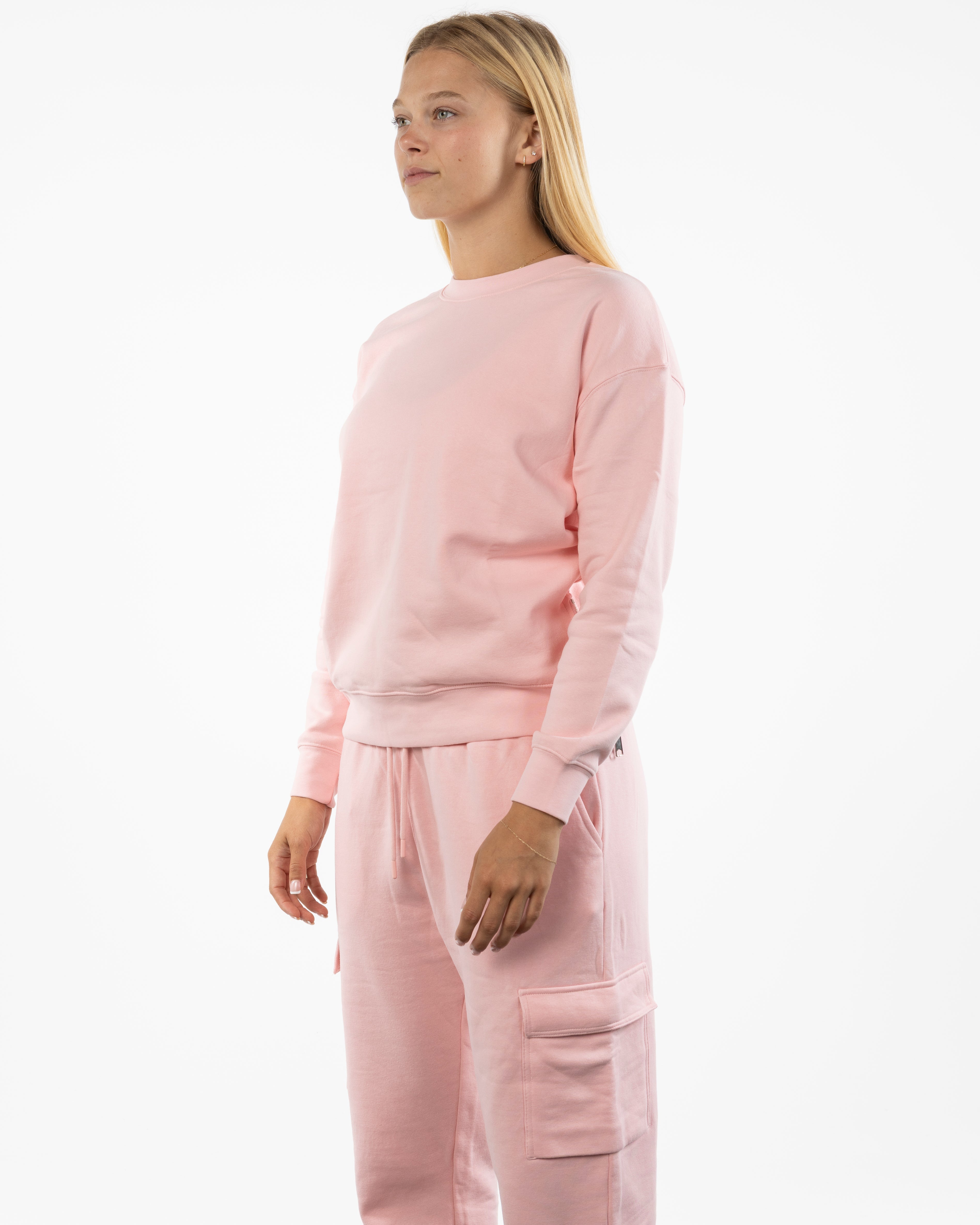 The Side Zip Crewneck - Light Pink - BlueCarrot - Left Chest - Printed - Blue