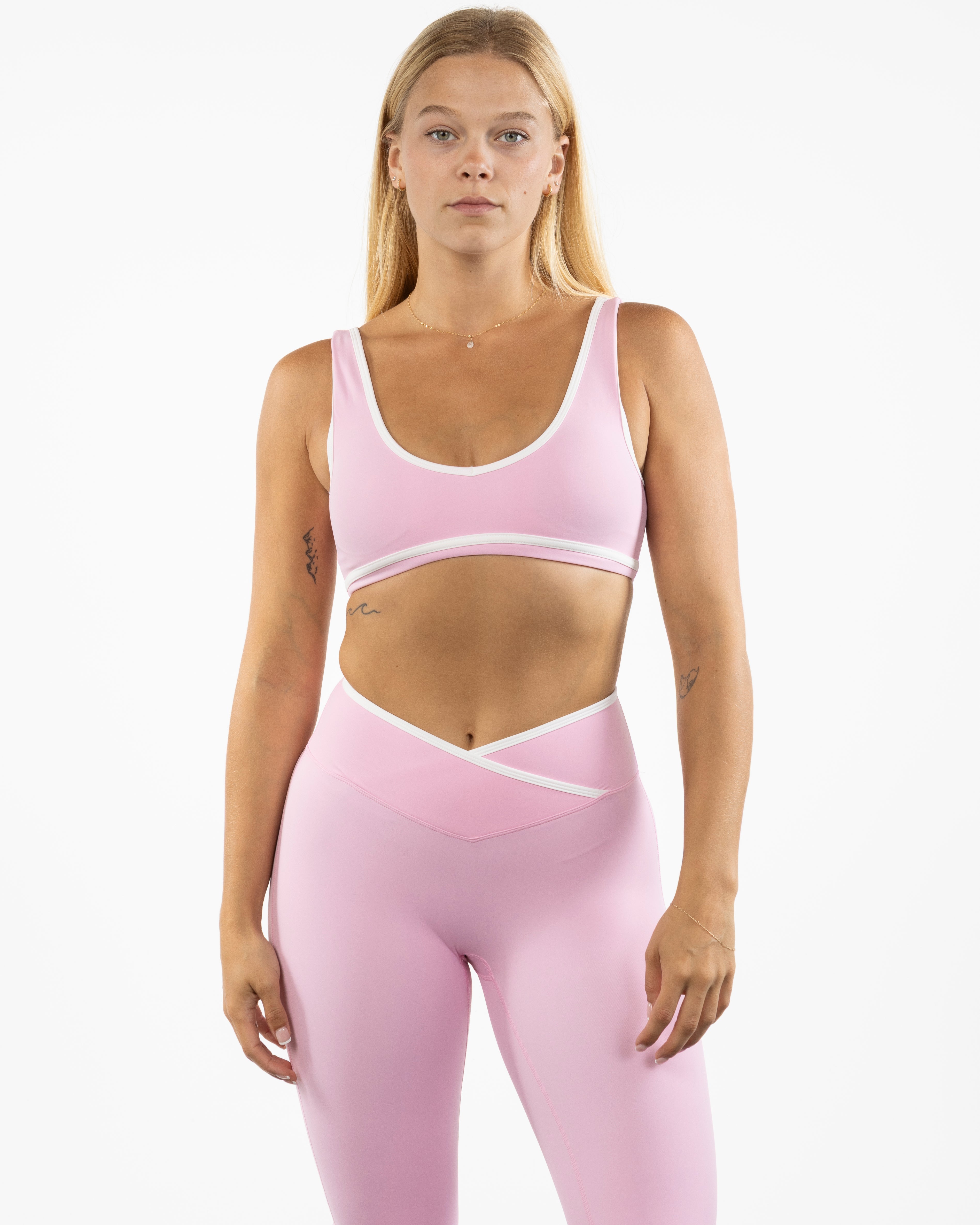 The Piped Bra - Pink - The Whole You Wellness - Left Chest - Printed - Full Color