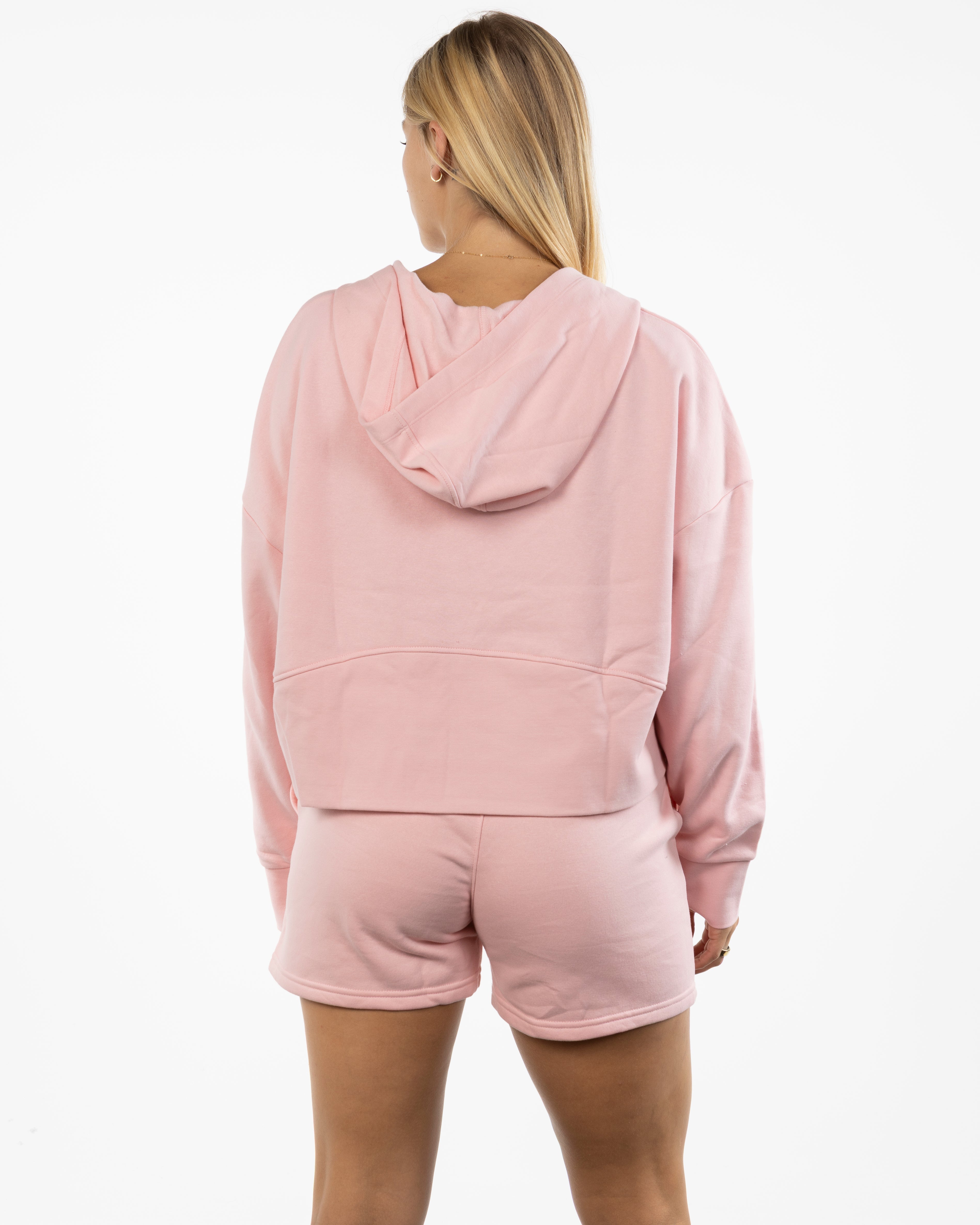 The Half Zip Hoodie - Light Pink - Viva Pilates - Left Chest Stacked - Printed - Berry