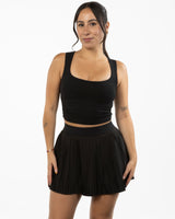 The Square Neck Tank - Black - Elevate Training - Center Chest Images - Printed - White