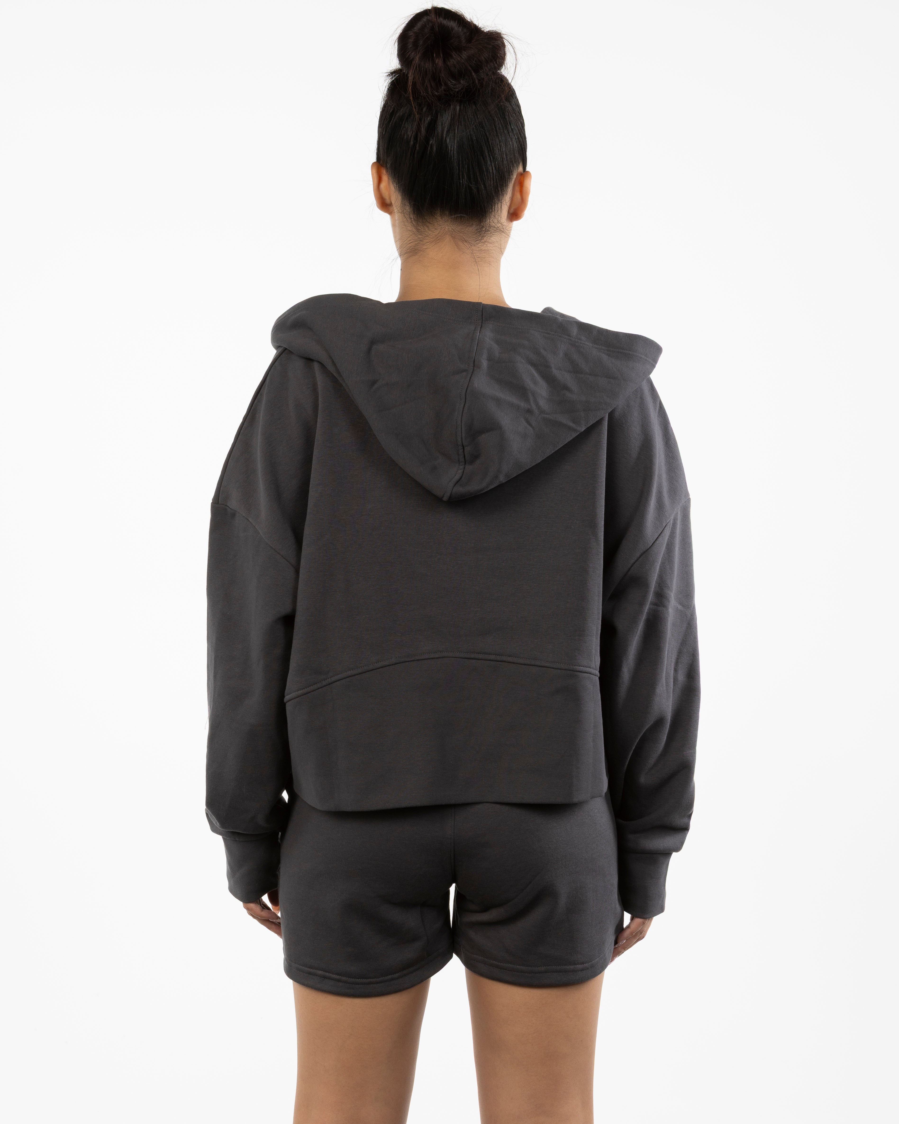 The Half Zip Hoodie - Charcoal - BlueCarrot - Left Chest - Printed - White