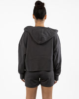 The Half Zip Hoodie - Charcoal - BlueCarrot - Left Chest - Printed - White