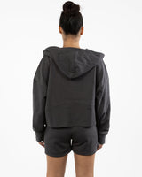 The Half Zip Hoodie - Charcoal - Reforming Foundations - Left Chest - Printed - White