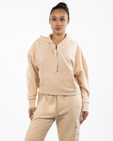 The Half Zip Hoodie - Nude - LA FORME PILATES - Left Sleeve - Embroidered - Full Back - Printed - Navy