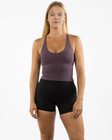 The Sporty Strappy Tank - Purple - Team Sculpted - Center Chest Logo & Center Back - Printed - White