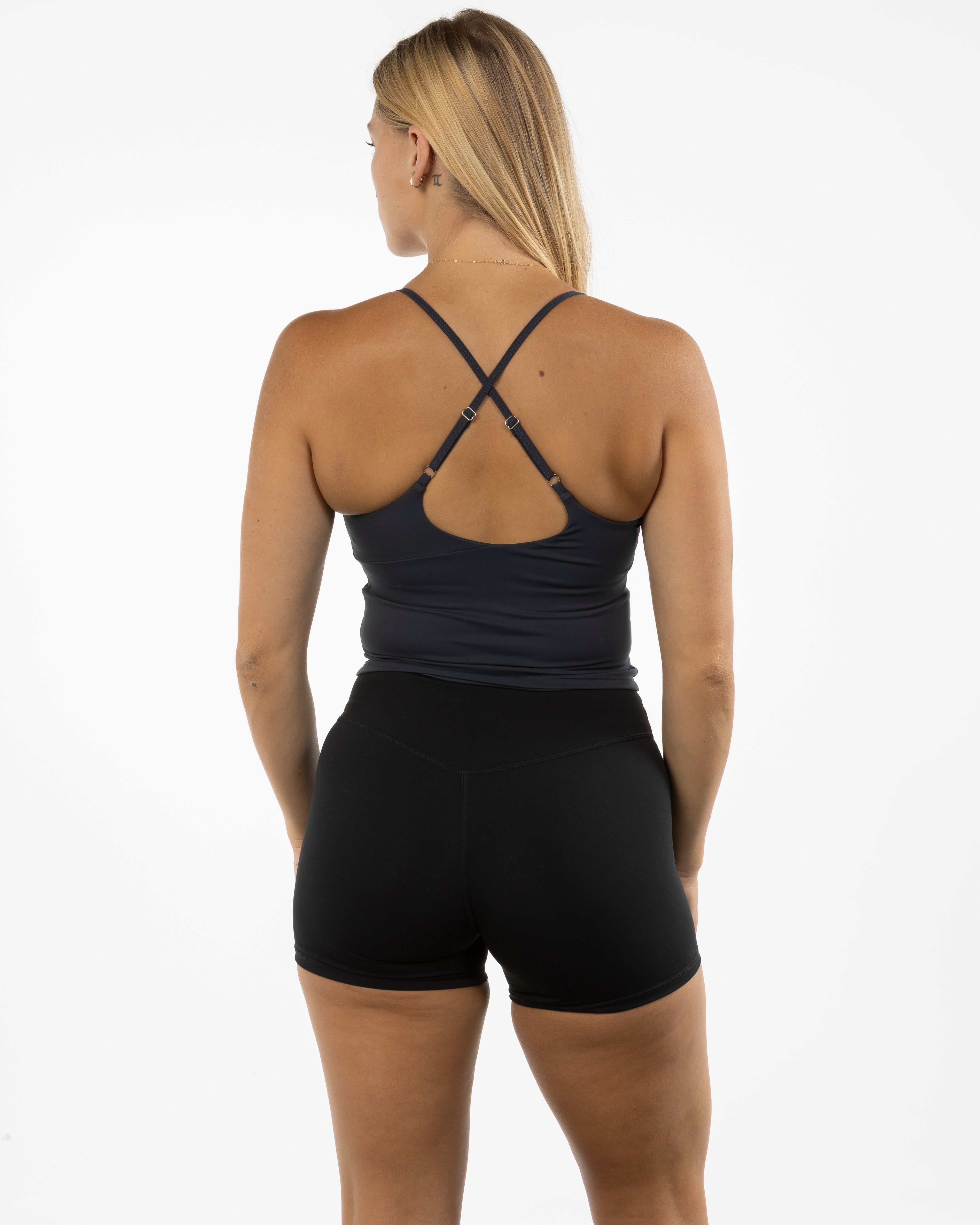 The Sporty Strappy Tank - Grey - Studio Lagree - Center Chest & Center Back - Printed - White