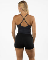 The Sporty Strappy Tank - Grey - Studio Lagree - Center Chest & Center Back - Printed - White