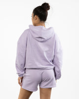 The Cropped Drawstring Hoodie - Lilac - SOUL YOGA - Left Chest Stacked - Embroidered - Plum