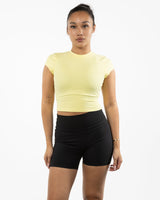 The Sporty Crop Short Sleeve - Yellow - Studio 78 - Center Chest & Left Sleeve - Printed - Green