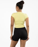The Sporty Crop Short Sleeve - Yellow - Studio 78 - Center Chest & Left Sleeve - Printed - Green