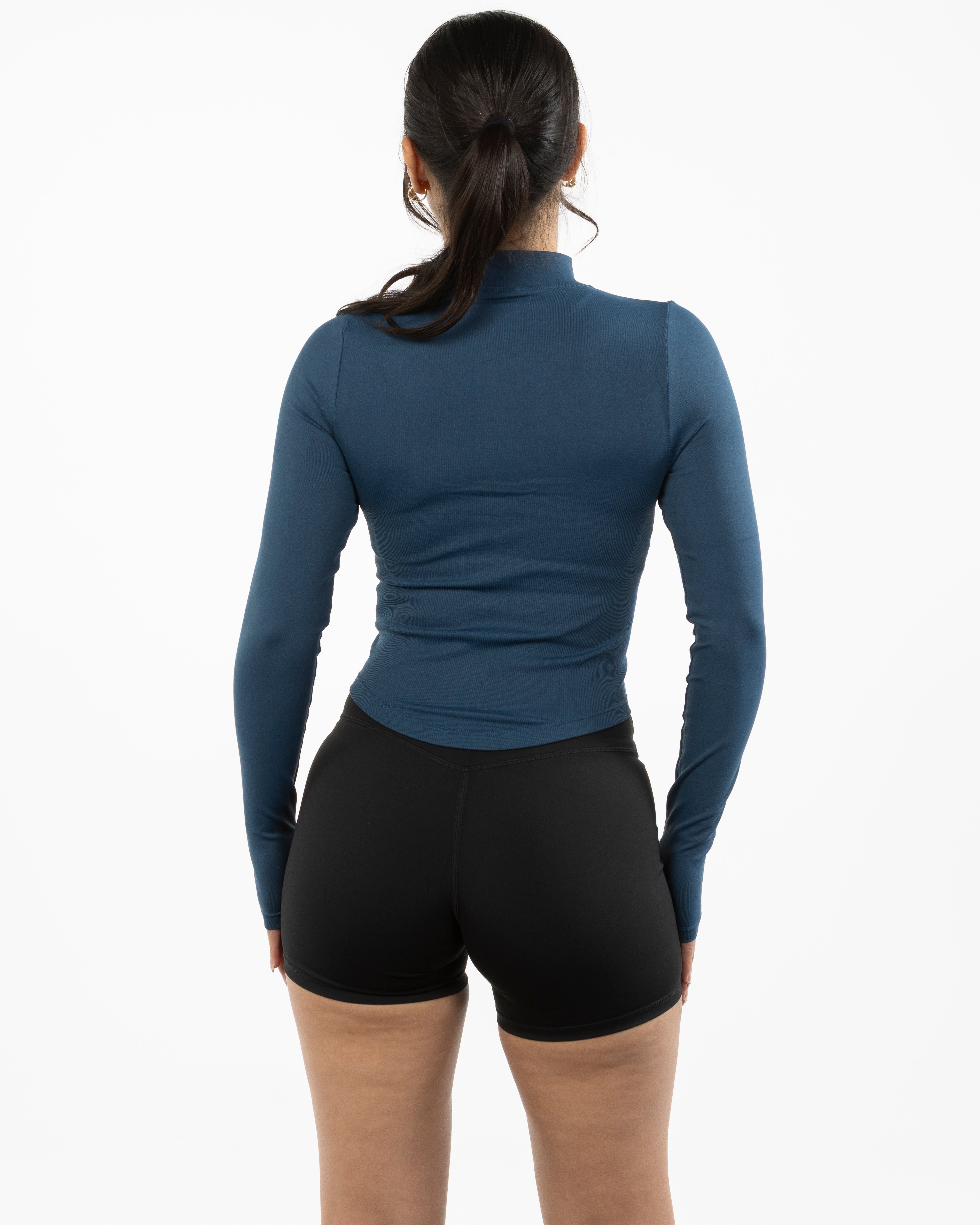 The 3/4 Crop Zip Jacket - Blue - Gladden Gains - Left Chest - Printed - White