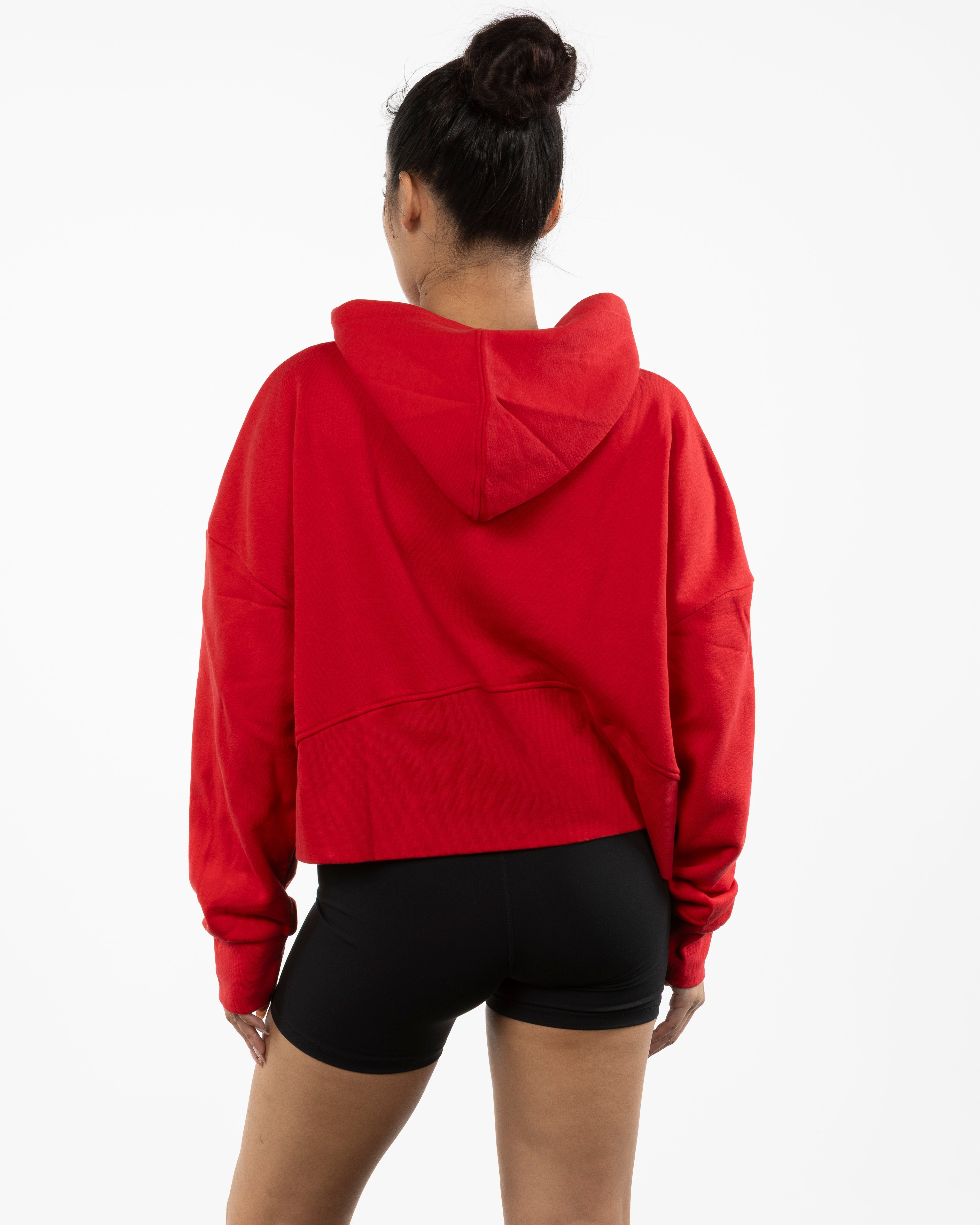 The Half Zip Hoodie - Red - LA FORME PILATES - Left Sleeve Embroidered & Back Stacked Printed - White