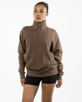 The Mens 1/4 Zip - Walnut - Baxter Pacific- Left Chest Stacked - Printed - Black