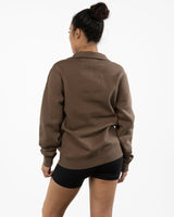 The Mens 1/4 Zip - Walnut - Baxter Pacific- Left Chest Stacked - Printed - Black