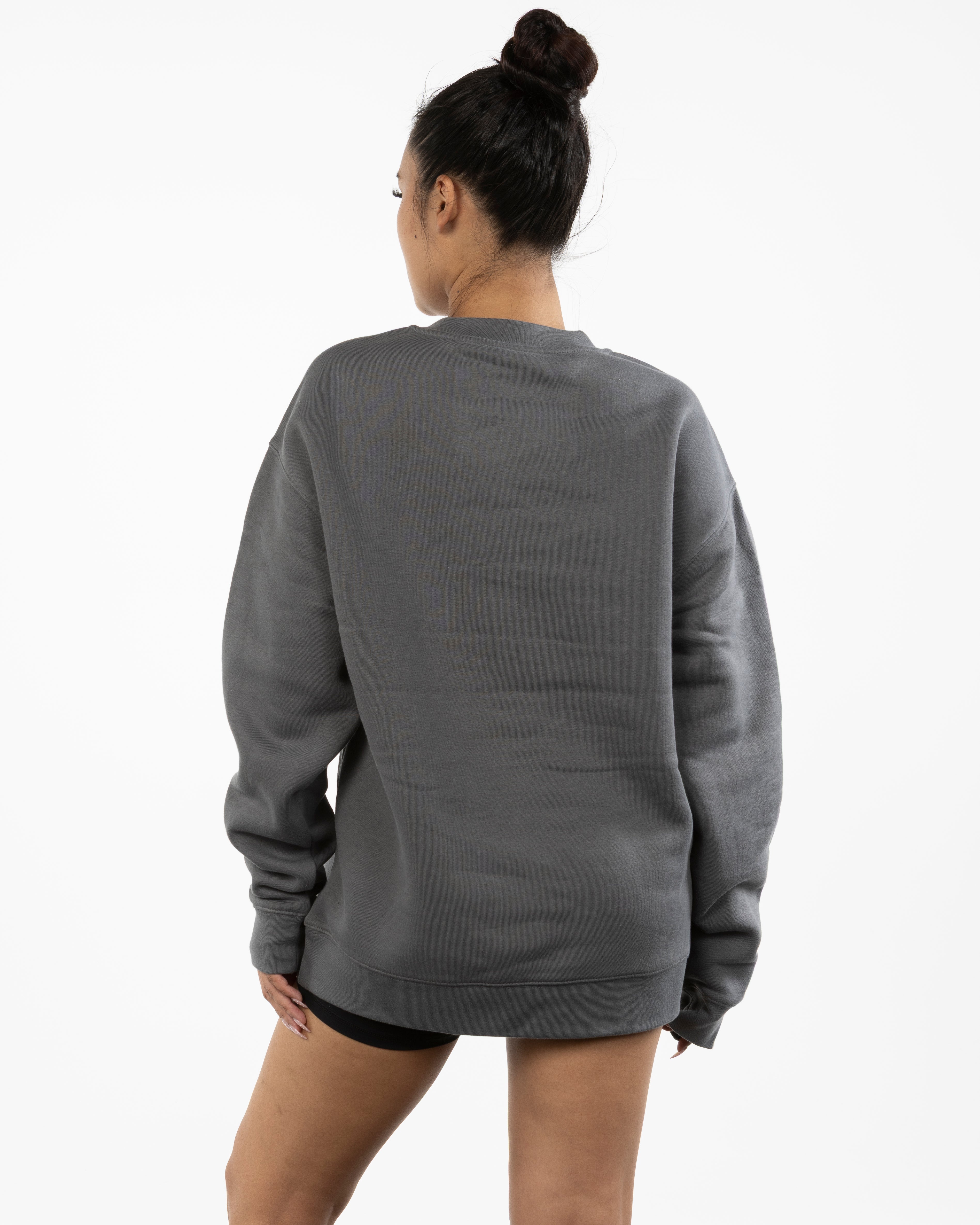The Womens Crewneck - Shadow - Megabarre - Center Chest - Printed - White
