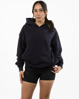 The Super Heavyweight Hoodie - Ink Blue - DontKnow.- Upper Chest - EMB - White