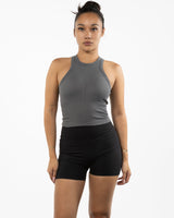 The High Neck Racer Tank - Grey - MegaBarre - Center Chest - Printed - Full Color