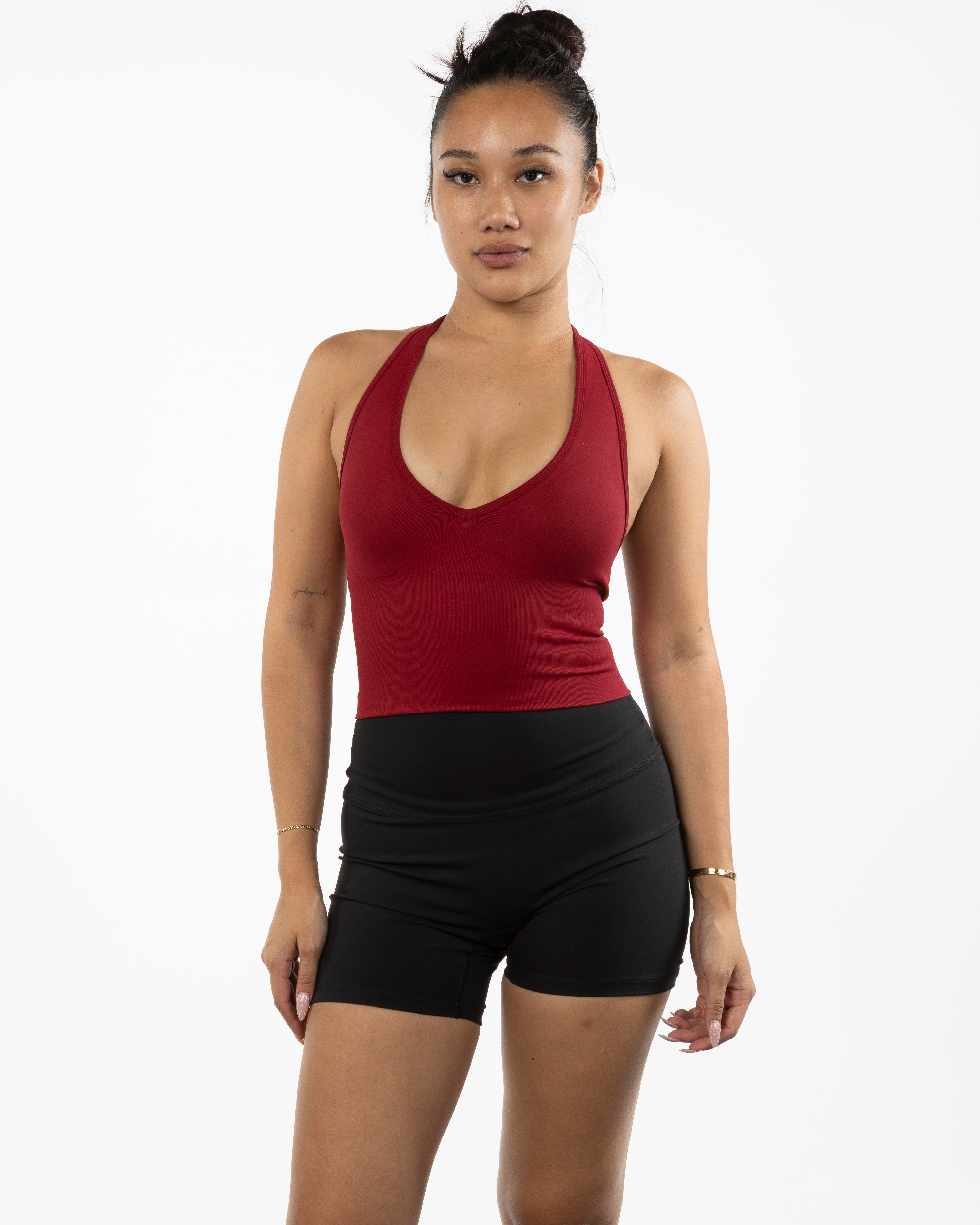The Halter Tank - Red - Pulse 712 - Center Back Stacked - Printed - White