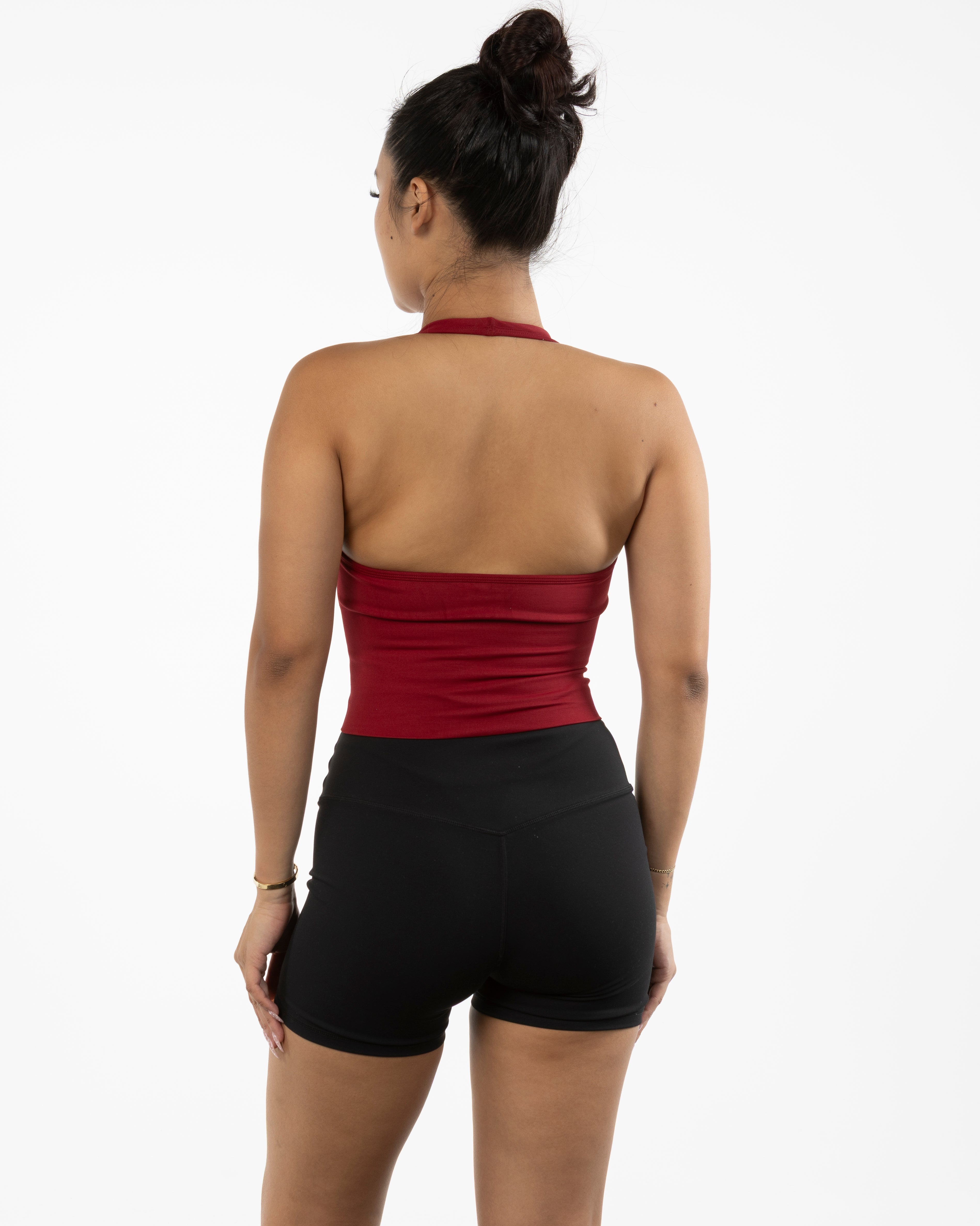 The Halter Tank - Red - Pulse 712 - Center Back Stacked - Printed - White