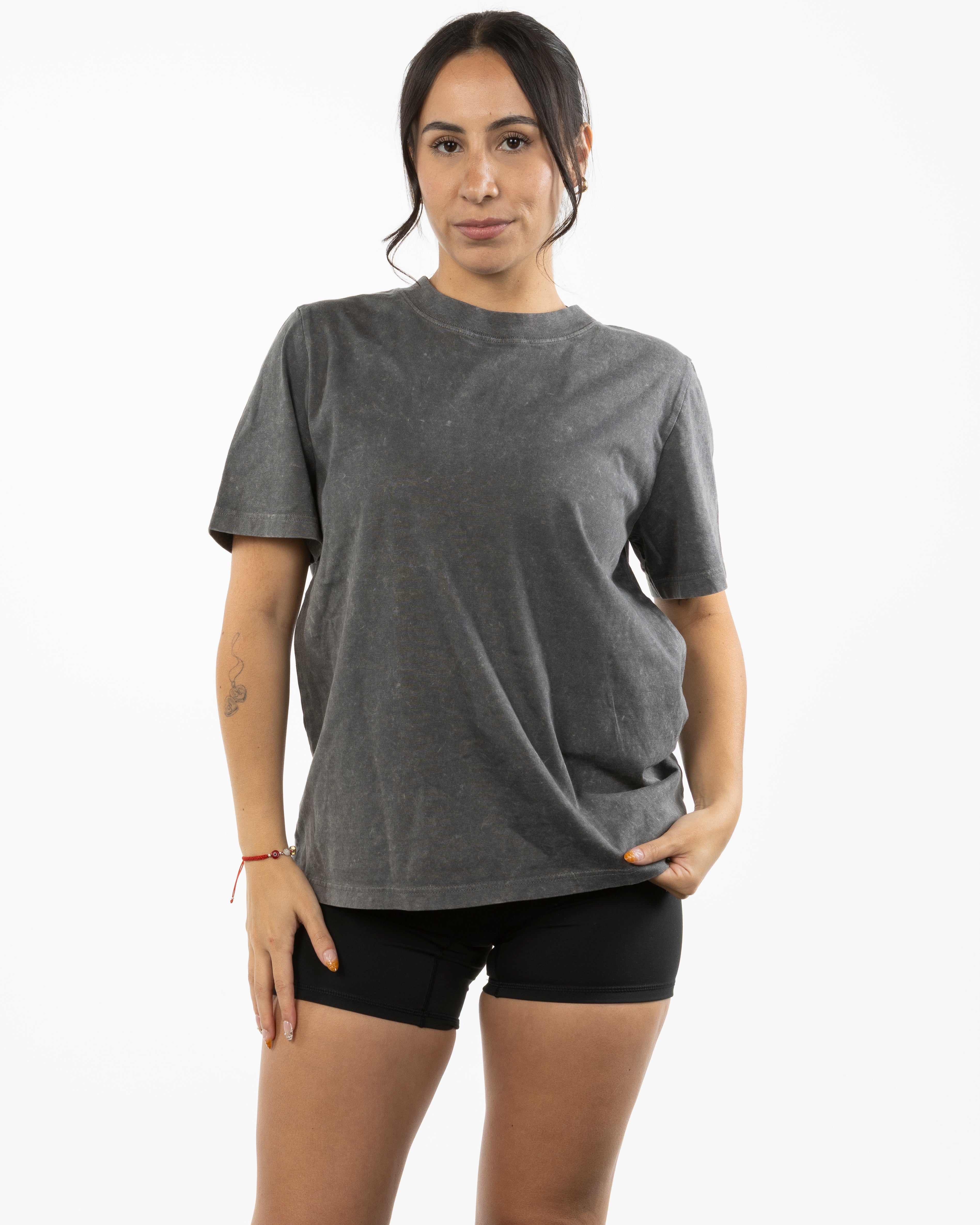 The Womens Heavyweight Tee - Coal Stone - Whit At Home - Left Chest & Center Back - Printed - Lime