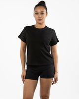 The Womens 7/8th Tee - Black - Method Lagree - Left Chest Round & Center Back - Printed - Full Color
