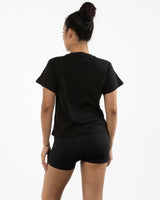 The Womens 7/8th Tee - Black - Method Lagree - Left Chest Round & Center Back - Printed - Full Color