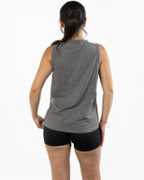 The Classic Full Length Tank - Shadow - Haus of Fitness - Center Chest - Printed - White
