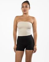The Sporty Tube Top - Beige - Golden Hour - Upper Back - Printed - White