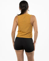 The Daily Crop Tank - Antique Gold - Sweat Circuit - Center Chest - Back Neckline - Printed - Full Color