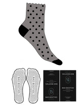 The 1/2 Crew Sock - Cloudburst - Booties - Full Sock Polka Dots - Heel & Toe - Black - Hexagon Grip - Black