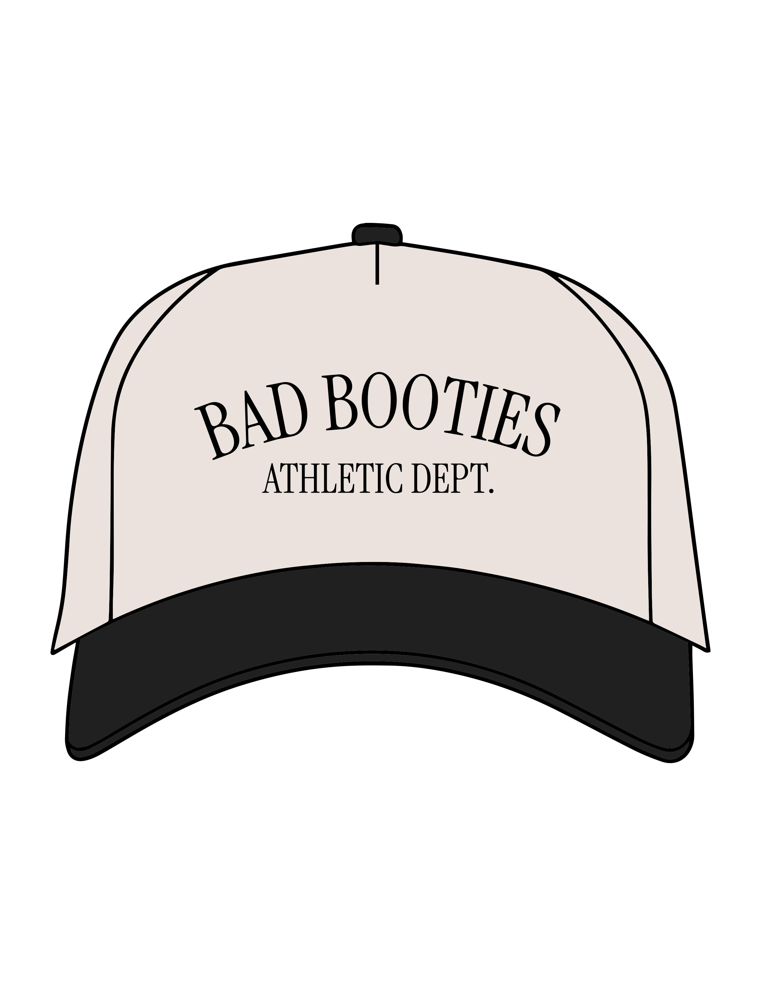 The Canvas Cap - Natural / Black - Bad Booties - Center Chest Stacked - Printed - Black