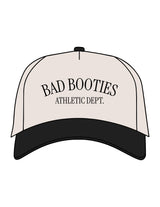The Canvas Cap - Natural / Black - Bad Booties - Center Chest Stacked - Printed - Black