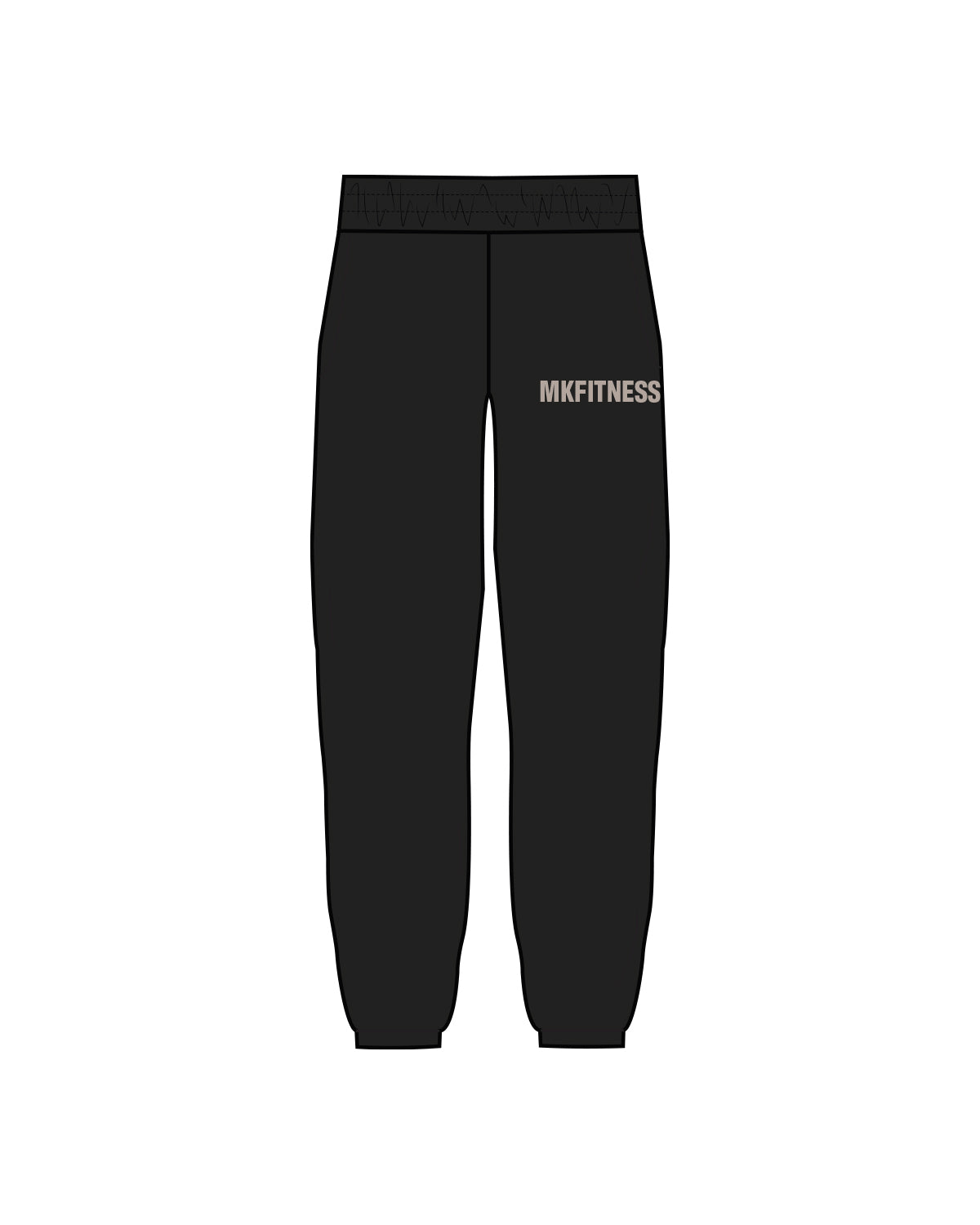 The Womens Sweatpants - Black - MK Fitness - Left Thigh Logo - Bone