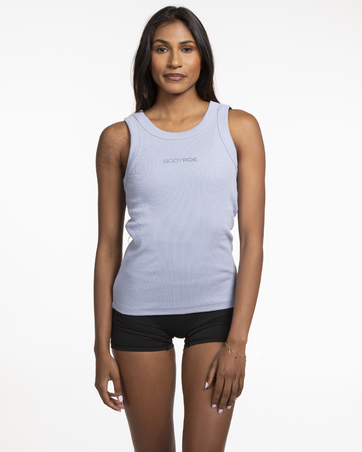 The Ribbed Full Length Tank - Powder - Training Club - Center Chest - Embroidered - Tone on Tone