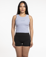 The Ribbed Crop Tank - Powder - Training Club - Center Chest - Embroidered - Tone on Tone