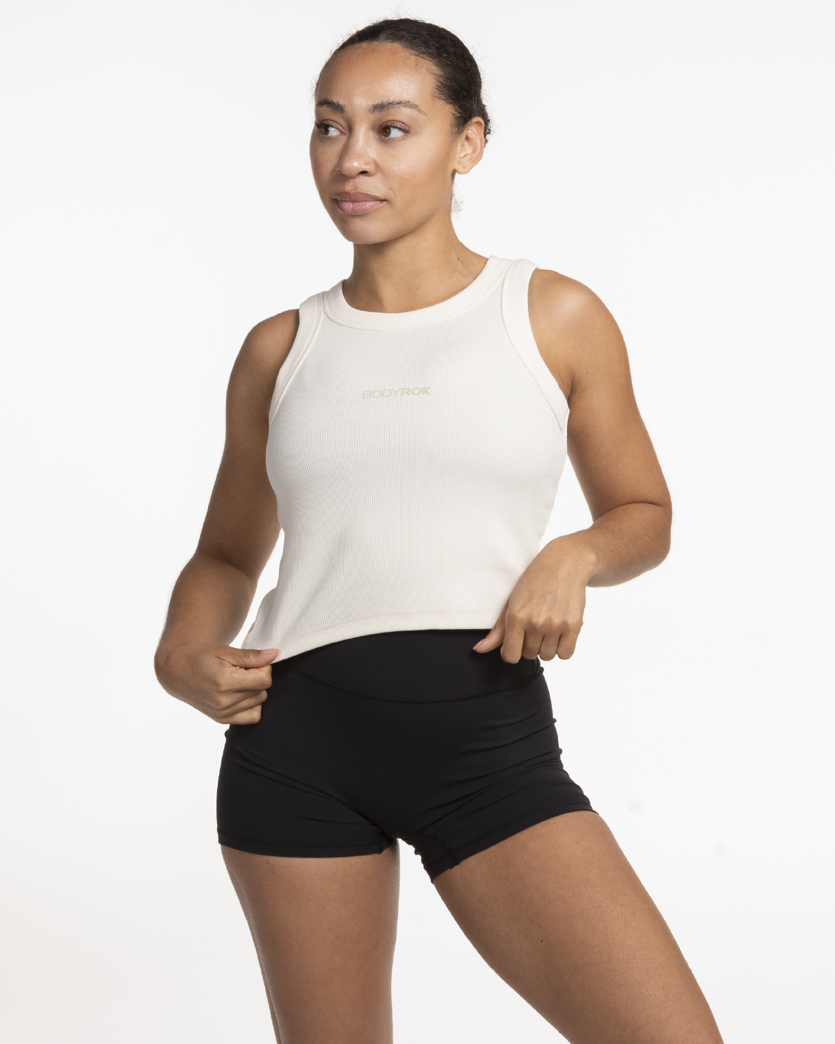 The Ribbed Crop Tank - Off White  - Training Club - Center Chest - Embroidered - Tone on Tone