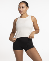 The Ribbed Crop Tank - Off White  - Training Club - Center Chest - Embroidered - Tone on Tone
